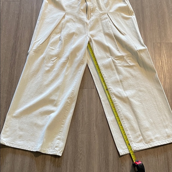Cider Women Cream Wide Leg Pleated Pants XL Contemporary Coastal Bohemian Preppy - Picture 11 of 12